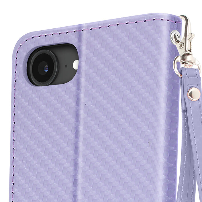 Acheter Avizar Étui à Clapet pour iPhone 17e Effet Carbone avec Porte-Cartes et Support Lavande