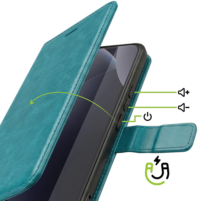Avis Mayaxess Étui Portefeuille pour Redmi Note 15 Pro 4G avec Dragonne et Fonction Stand Turquoise