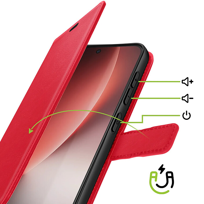 Avis Mayaxess Étui Portefeuille pour Honor Magic 8 Lite avec Dragonne et Fonction Stand Rouge