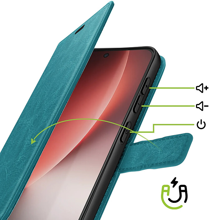 Avis Mayaxess Étui Portefeuille pour Honor Magic 8 Lite avec Dragonne et Fonction Stand Turquoise