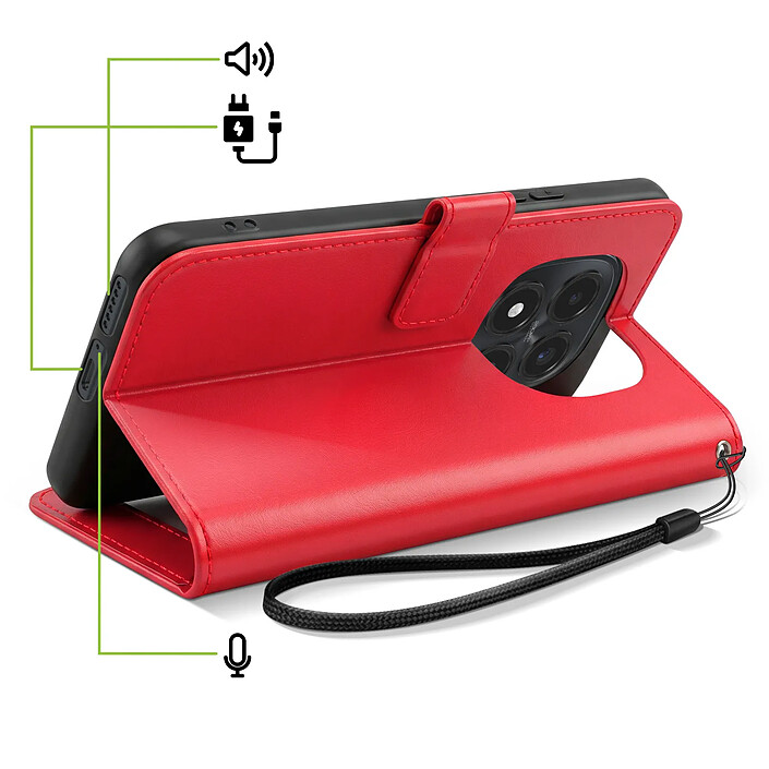 Acheter Mayaxess Étui Portefeuille pour Redmi Note 15 Pro 4G avec Dragonne et Fonction Stand Rouge