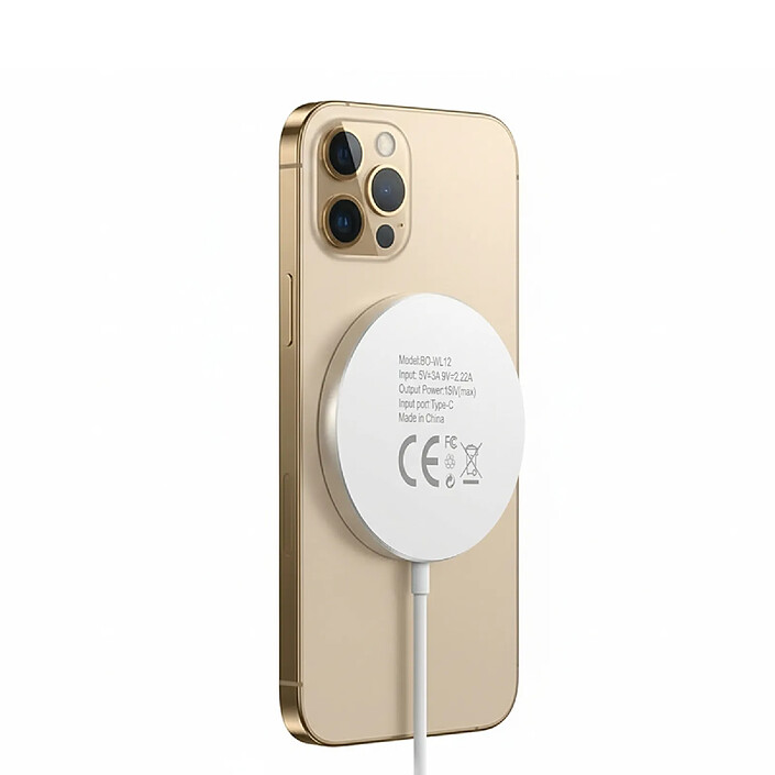 Mayaxess Chargeur Magsafe Magnétique 15W pour iPhone 12 Pro Blanc