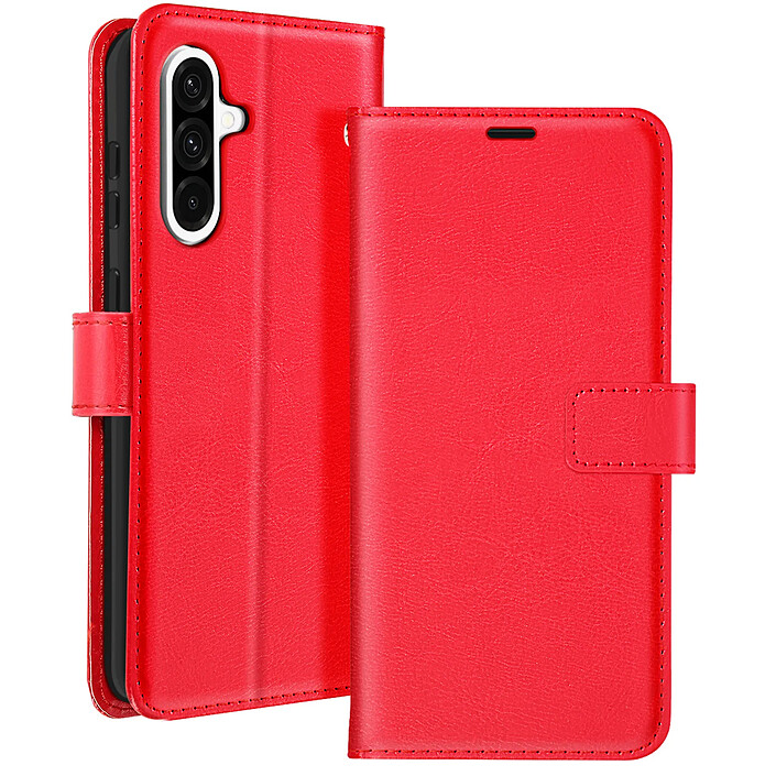 Mayaxess Étui Portefeuille pour Galaxy A37 avec Dragonne et Fonction Stand Rouge