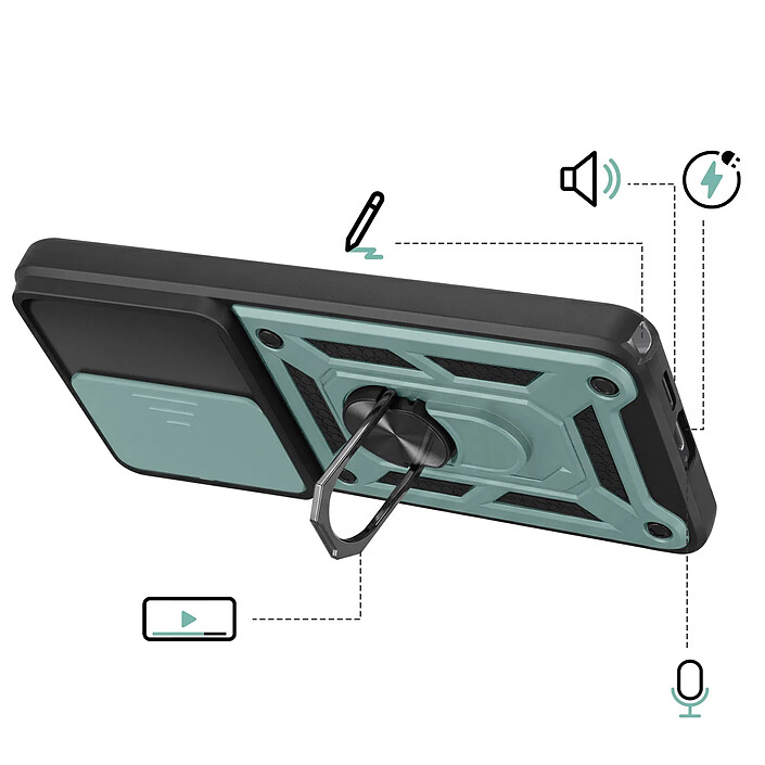 Avis Avizar Coque pour Galaxy S26 Ultra avec Bague Support et Cache Caméra Coulissant Vert