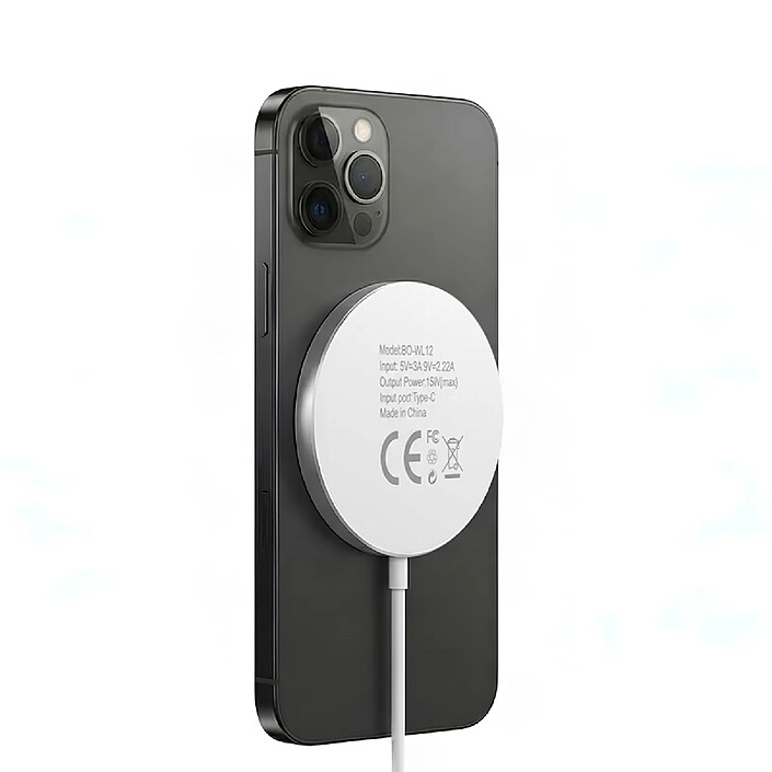 Mayaxess Chargeur Magsafe Magnétique 15W pour iPhone 15 / 15 Plus / 15 Pro / 15 Pro Max Blanc