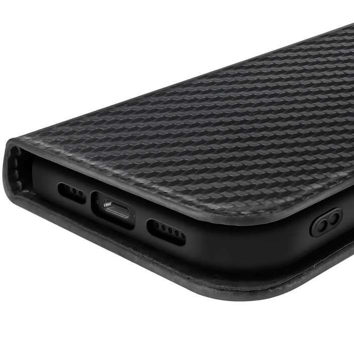 Avizar Étui à Clapet pour iPhone 17e Effet Carbone avec Porte-Cartes et Support pas cher