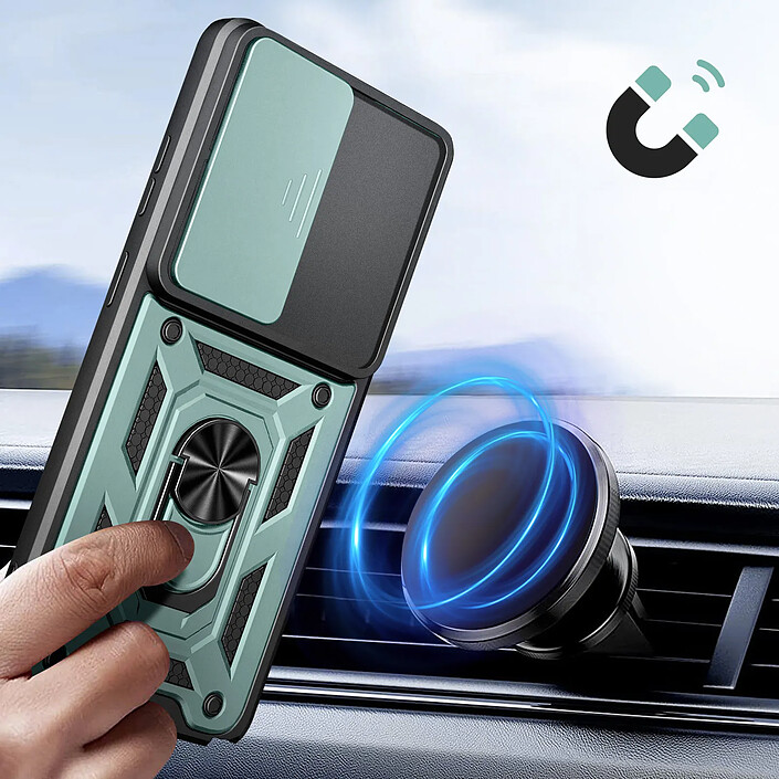 Avizar Coque pour Galaxy S26 Ultra avec Bague Support et Cache Caméra Coulissant Vert pas cher