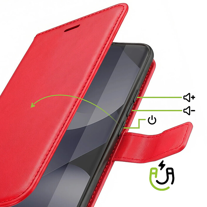 Avis Mayaxess Étui Portefeuille pour Redmi Note 15 5G / 4G avec Dragonne et Fonction Stand Rouge