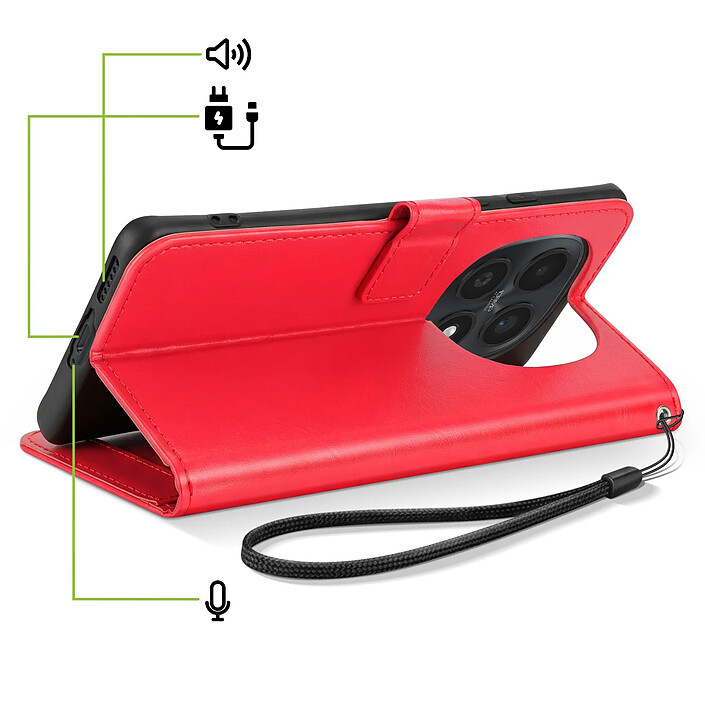 Acheter Mayaxess Étui Portefeuille pour Redmi Note 15 5G / 4G avec Dragonne et Fonction Stand Rouge