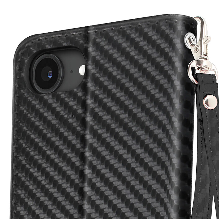 Acheter Avizar Étui à Clapet pour iPhone 17e Effet Carbone avec Porte-Cartes et Support