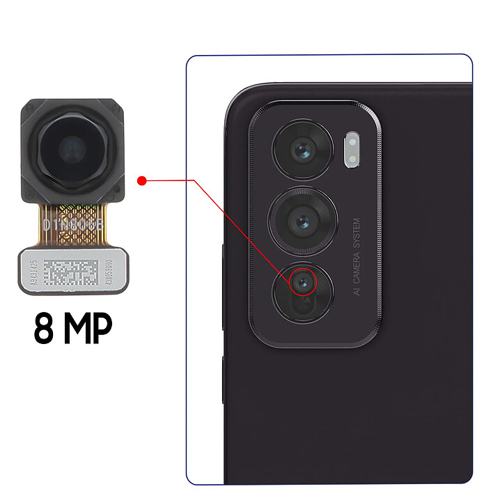 Avis Clappio Caméra Arrière Ultra Grand Angle pour Oppo Reno 12 Pro 5G 8MP Images Nettes
