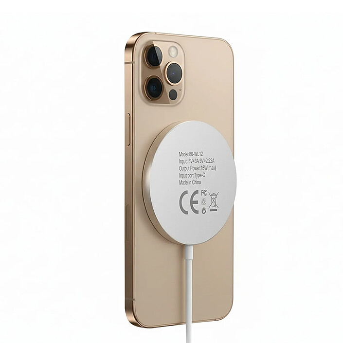 Mayaxess Chargeur Magsafe Magnétique 15W pour iPhone 16 Pro Blanc