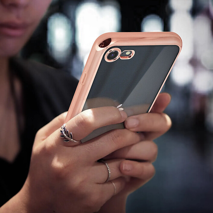 Acheter akashi Coque iPhone SE 2020/8/7 Flexible Contour Chromé Dos Transparent Akashi Rose