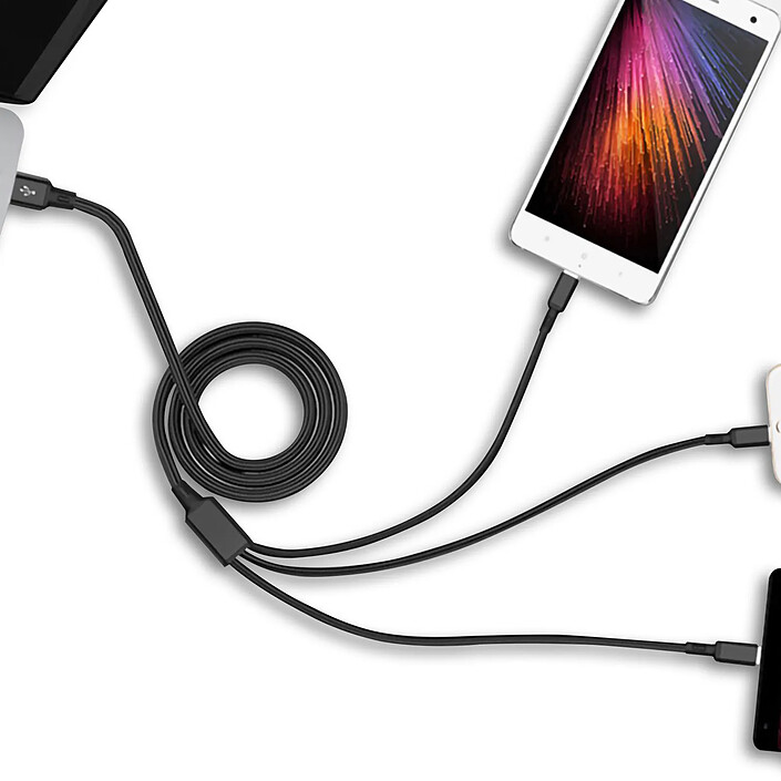 Avis Akashi Câble de Charge 5-en-1 USB et USB-C vers USB-C Micro USB Lightning Noir