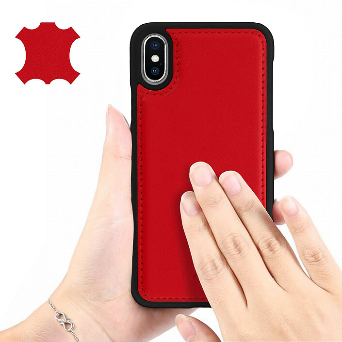 Acheter akashi Coque Apple iPhone X / XS Protection Rigide Cuir Véritable Akashi Rouge