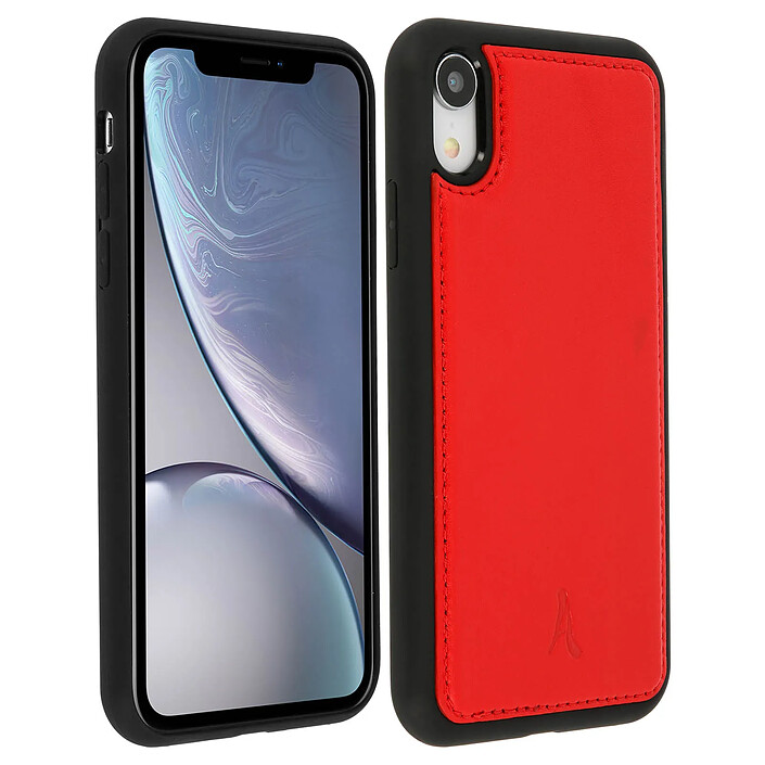 akashi Coque Apple iPhone XR Protection Rigide Cuir Véritable Akashi - Rouge