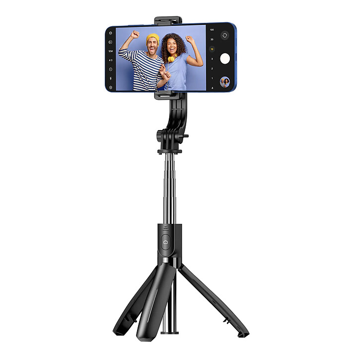 Blue Star Perche à Selfie Bluetooth pour Smartphones avec Trépied et Télécommande sans Fil Noir