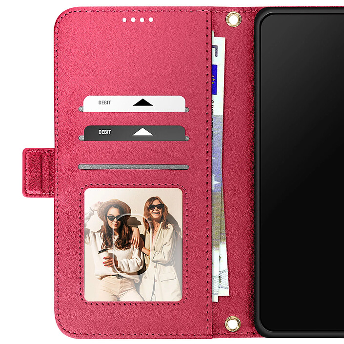 Avizar Étui pour Galaxy A16 / A26 / A17 Anti-RFID avec Bandoulière et Dragonne Rouge pas cher