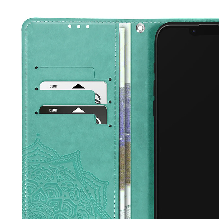 Avis Avizar Étui Portefeuille pour iPhone 17e Série Mandala avec Support Vidéo et Dragonne Vert
