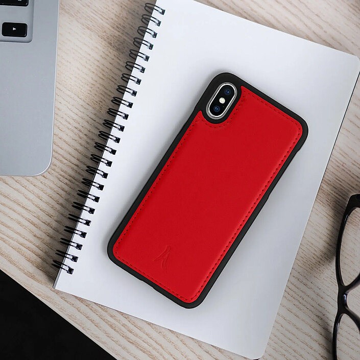Avis akashi Coque Apple iPhone X / XS Protection Rigide Cuir Véritable Akashi Rouge
