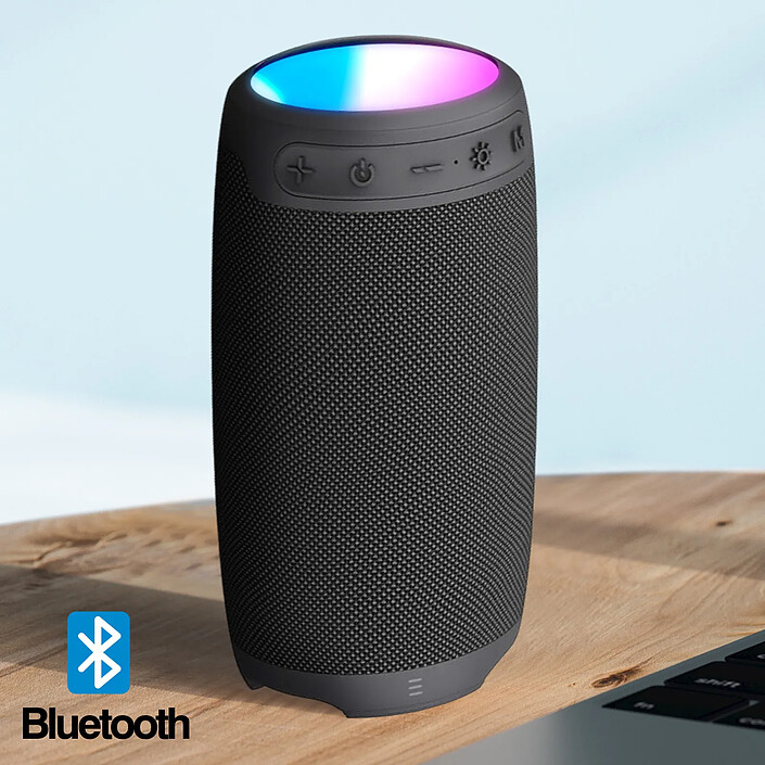 Acheter Akashi Enceinte Bluetooth 10W Portable Autonomie 10h et LED Multicolore Noir