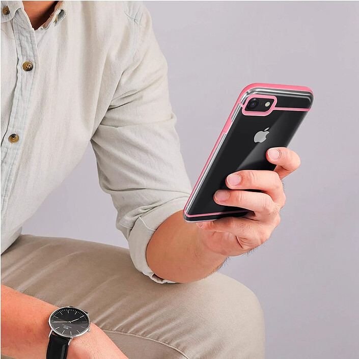 akashi Coque iPhone SE 2020 / 8 / 7 Rigide Antidérapant Contour Coloré Akashi Rose pas cher