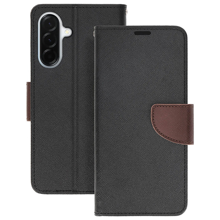 Avizar Étui Portefeuille pour Galaxy A37 en Similicuir Saffiano avec Support Vidéo Noir