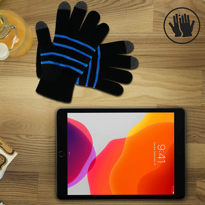 akashi Gants pour Écran Tactile Unisexe Fluidité tactile conservée Akashi Noir et bleu pas cher