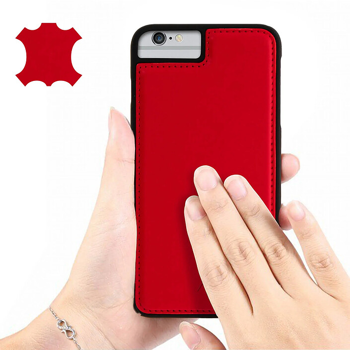 Acheter akashi Coque iPhone 8+, 7+, 6+, 6S+ Protection Rigide Cuir Véritable Akashi Rouge