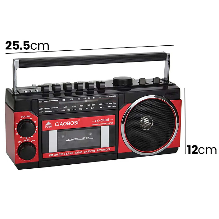 Avis Avizar Radio 3 Bandes FM / AM / SW avec Lecteur Cassette et Bluetooth Poignet Solide