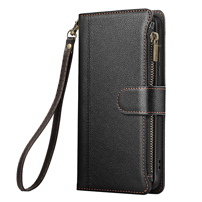 Avizar Étui Folio pour Samsung Galaxy A37 à Zip avec Bandoulière Amovible Noir pas cher