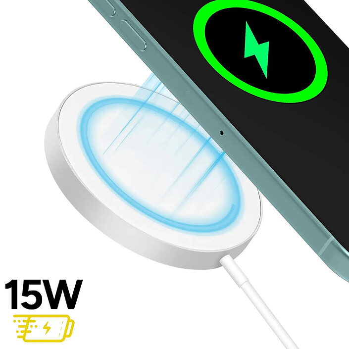 Avis Mayaxess Chargeur Magsafe Magnétique 15W pour iPhone 16 / 16 Plus / 16 Pro / 16 Pro Max / 16e Blanc
