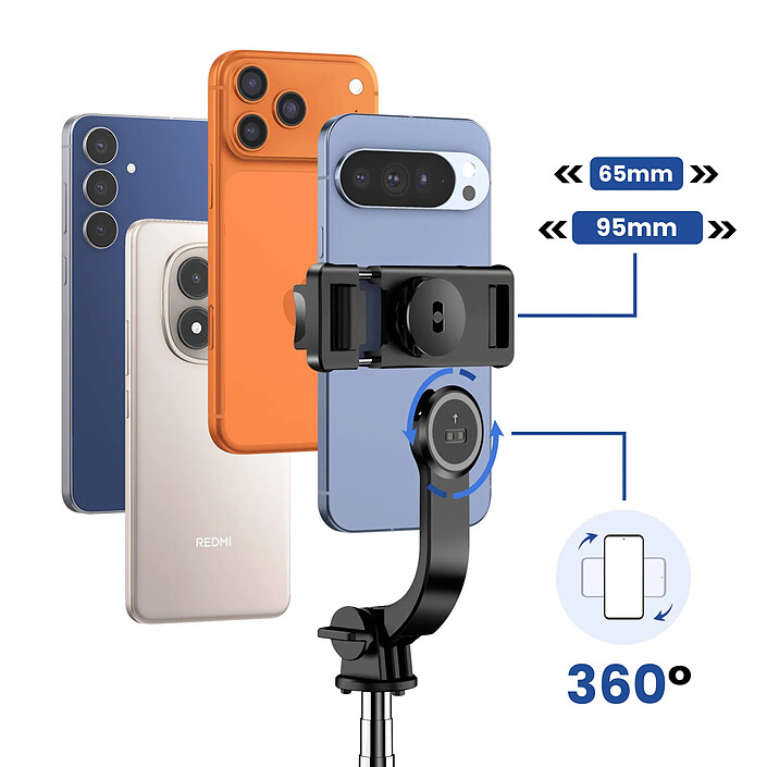 Avis Blue Star Perche à Selfie Bluetooth pour Smartphones avec Trépied et Télécommande sans Fil Noir