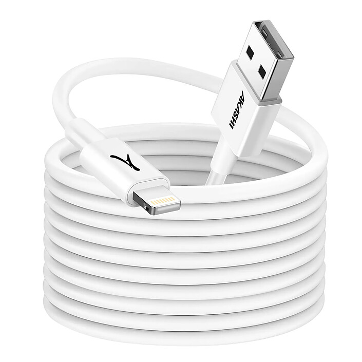 Akashi Câble USB vers iPhone Lightning Charge et Synchronisation 3m Blanc