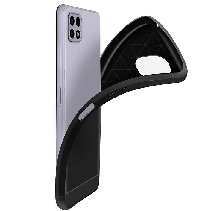 Acheter akashi Coque Samsung Galaxy A22 5G Renforcée Souple Carbone Effet Brossé Akashi Noir