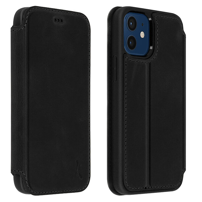 akashi Étui iPhone 12 Mini Cuir Porte-carte Fonction Support Vidéo Akashi Noir