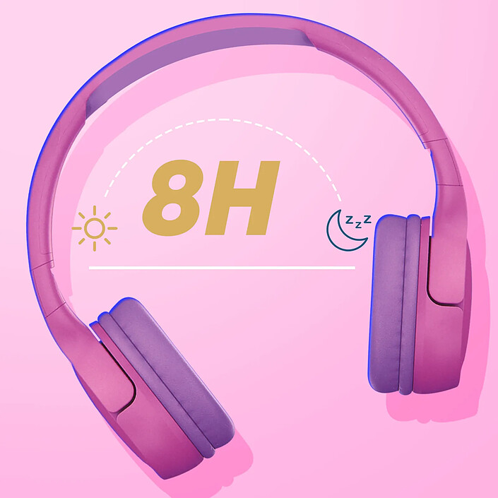 Casque Bluetooth 5.1 pour Enfant Autonomie 8h Pliable Akashi Rose / Violet pas cher