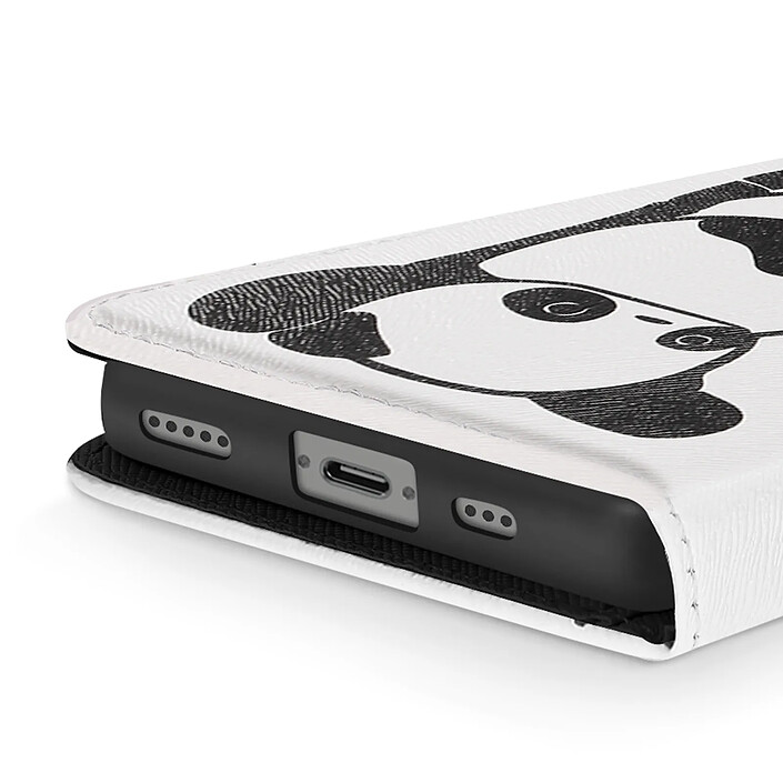 Avizar Étui Portefeuille pour iPhone 17e Motif Panda avec Support et Dragonne Blanc / Noir pas cher