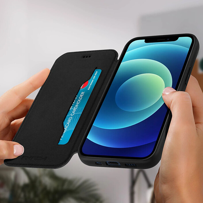Avis akashi Étui iPhone 12 Mini Cuir Porte-carte Fonction Support Vidéo Akashi Noir
