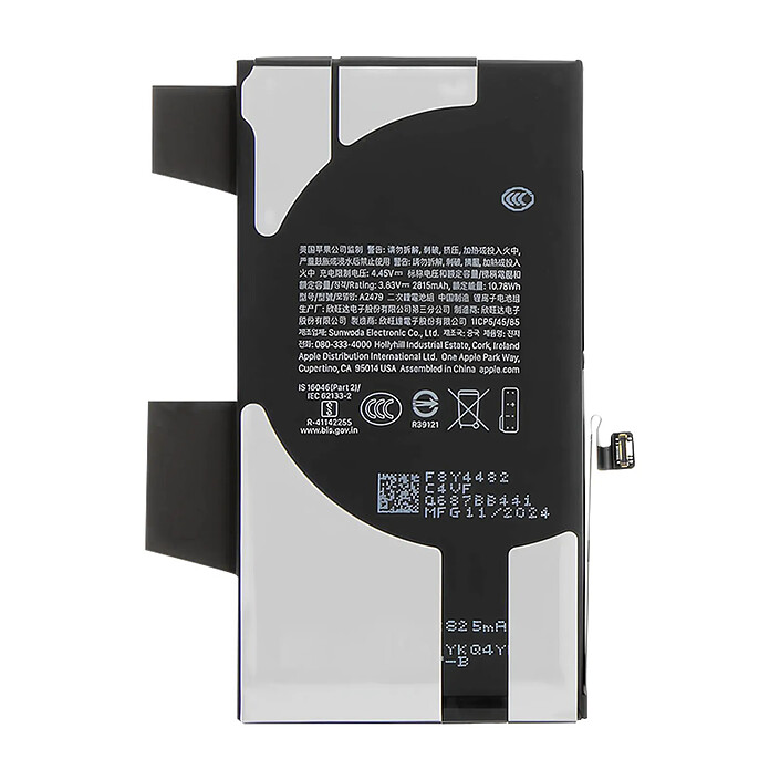 Apple Batterie pour iPhone 12 / iPhone 12 Pro Capacité 2815mAh Modèle 661-17920 Noir