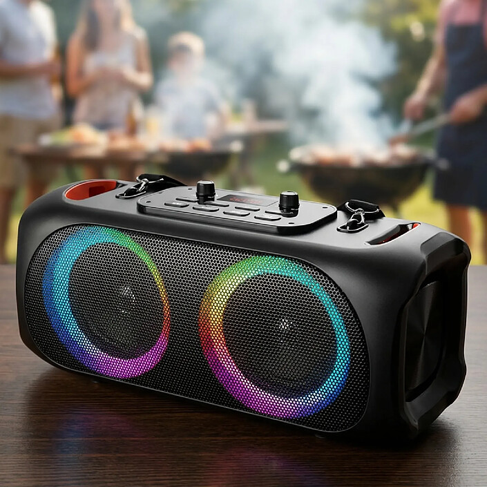 Avis Avizar Enceinte Bluetooth 47×24cm Portable 4000mAh 2x Haut-parleurs 10W avec Micro Noir