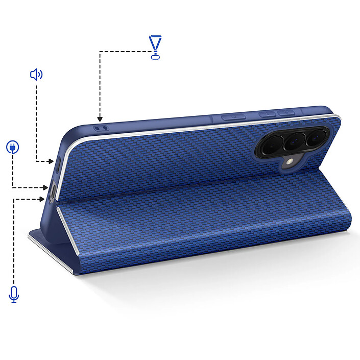 Acheter Avizar Étui Folio pour Galaxy A57 Effet Carbone Cadre Métallisé avec Porte-cartes