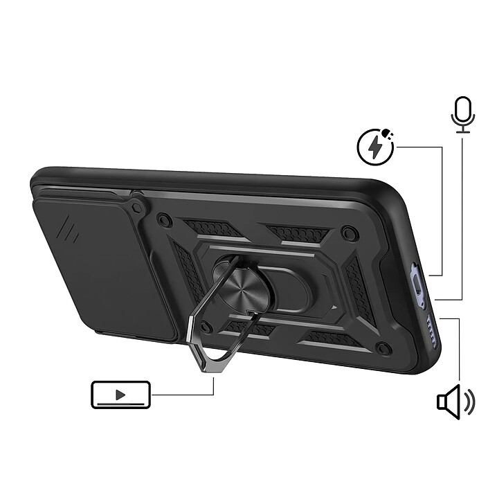 Avis Mayaxess Coque Anneau pour Redmi Note 15 4G avec Cache Caméra Coulissant Noir