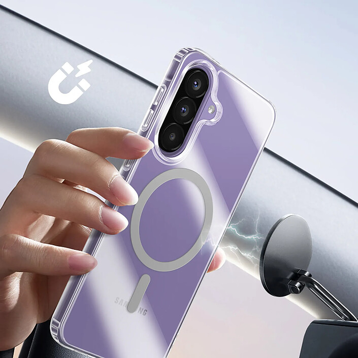 Acheter Avizar Coque MagSafe pour Galaxy A57 Bi-matière Antichoc avec Bords Surélevés Gris