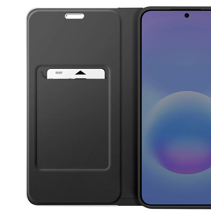 Avizar Étui Folio pour Galaxy A57 Effet Carbone Cadre Métallisé avec Porte-cartes Noir pas cher