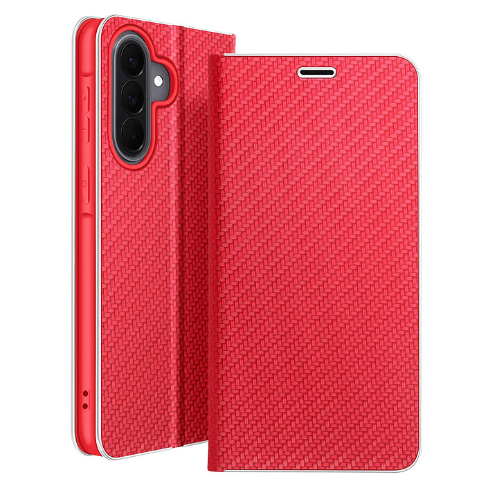 Avizar Étui Folio pour Galaxy A57 Effet Carbone Cadre Métallisé avec Porte-cartes