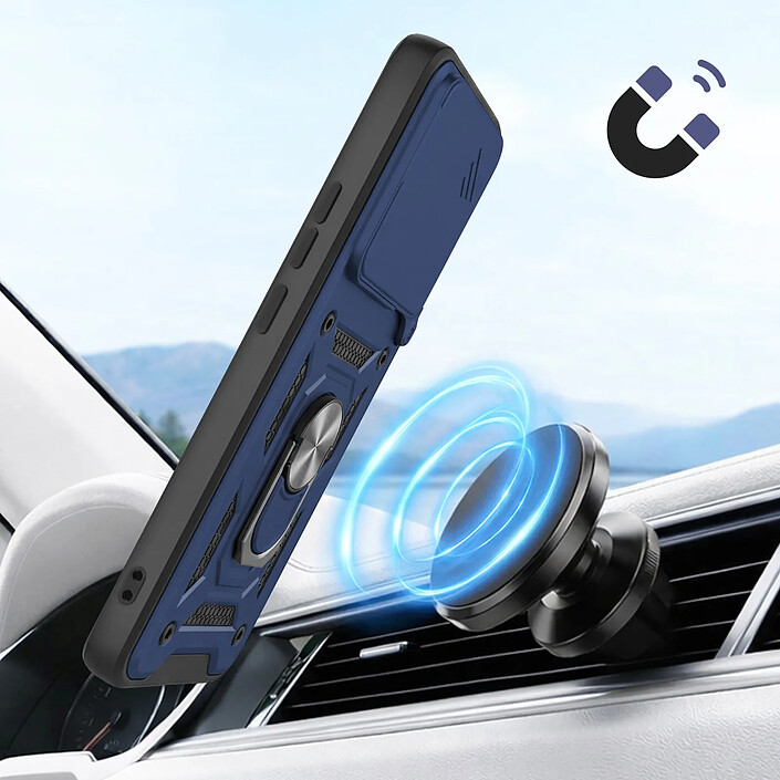 Mayaxess Coque Anneau pour Redmi Note 15 5G avec Cache Caméra Coulissant Bleu nuit pas cher