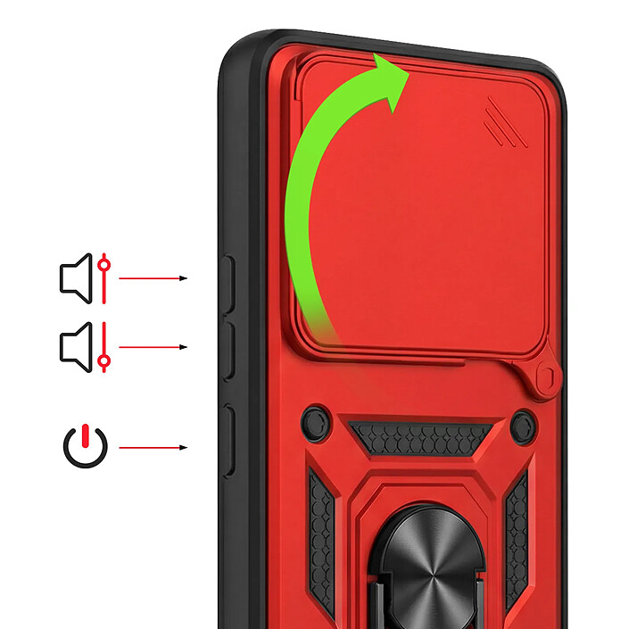 Acheter Mayaxess Coque Anneau pour Redmi Note 15 5G avec Cache Caméra Coulissant Rouge