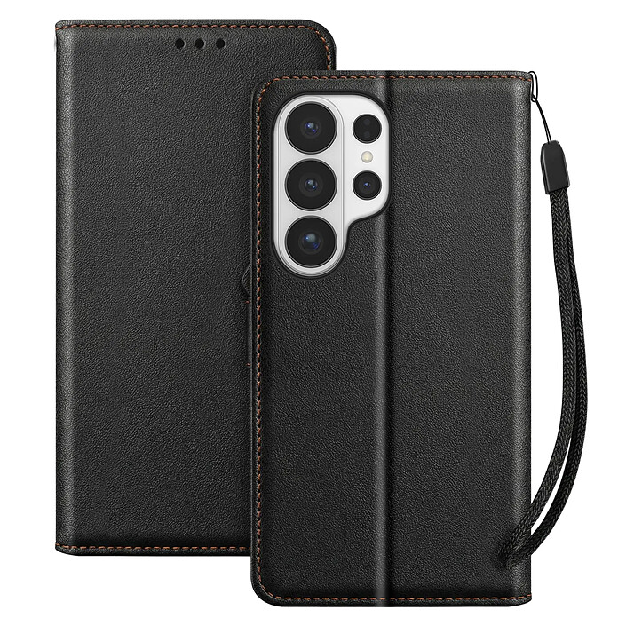 Avizar Étui Portefeuille pour Galaxy S26 Ultra avec Dragonne et Fonction Support Vidéo Noir