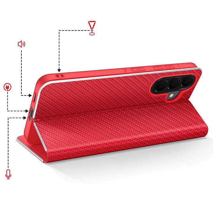 Acheter Avizar Étui Folio pour Galaxy A57 Effet Carbone Cadre Métallisé avec Porte-cartes